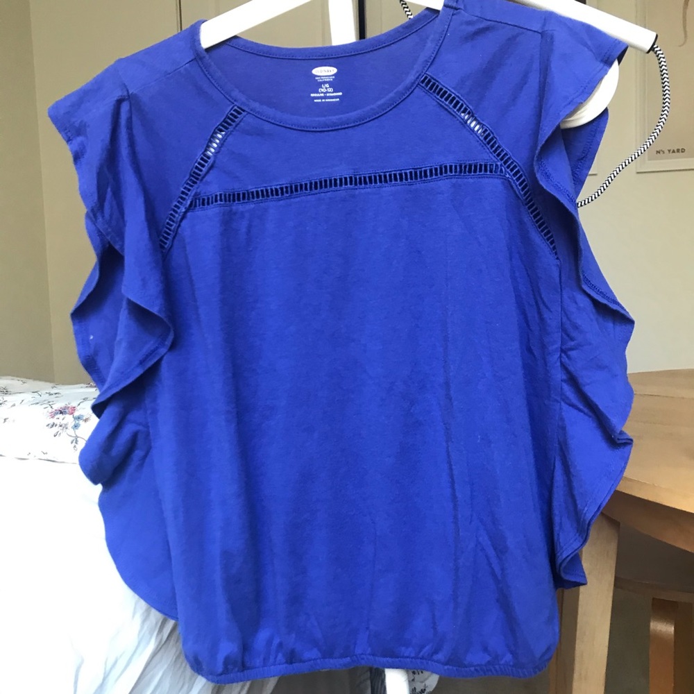 Old Navy Blue Ruffle Blouse